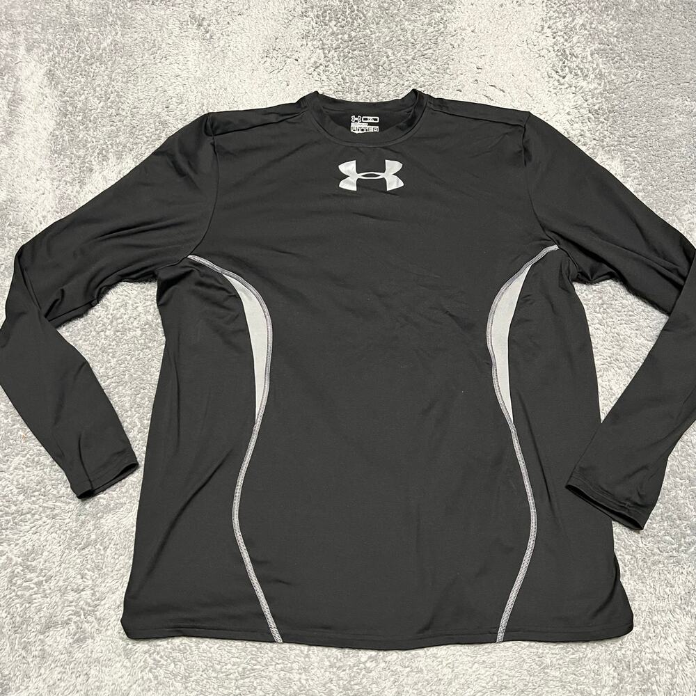 Under Armour Shirt Mens XL Coldgear Long Sleeve Black Fitted Running